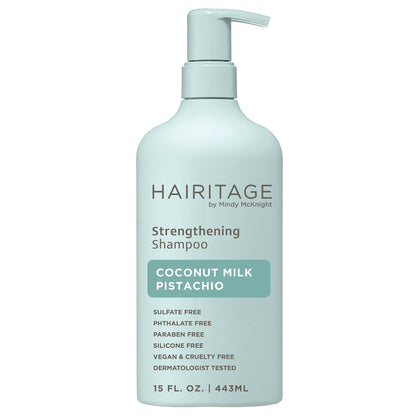 Hairitage front bottle display showing packaging and convenient 15 fl oz size