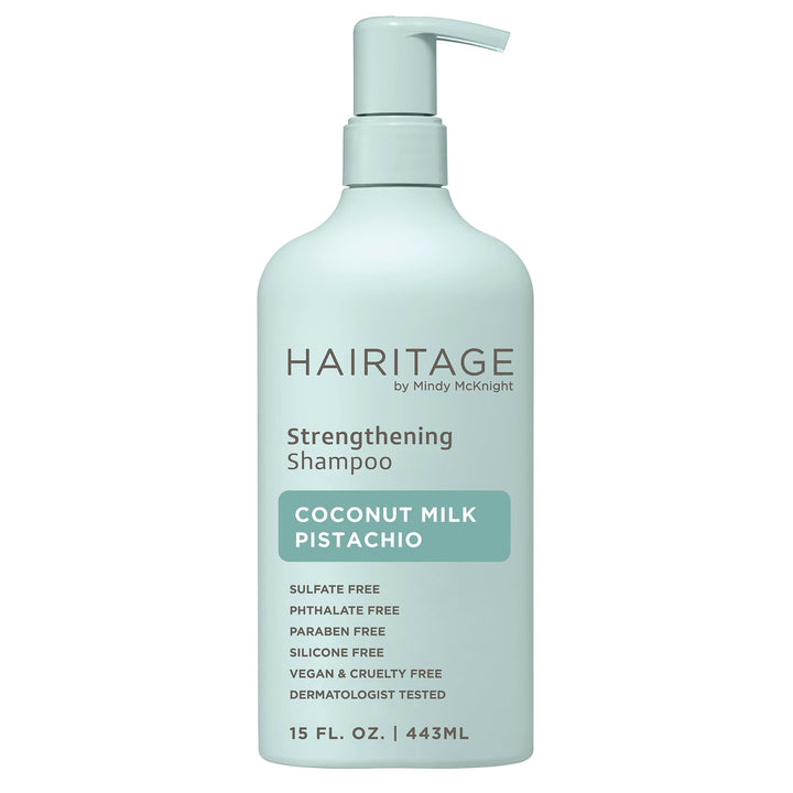 Hairitage front bottle display showing packaging and convenient 15 fl oz size