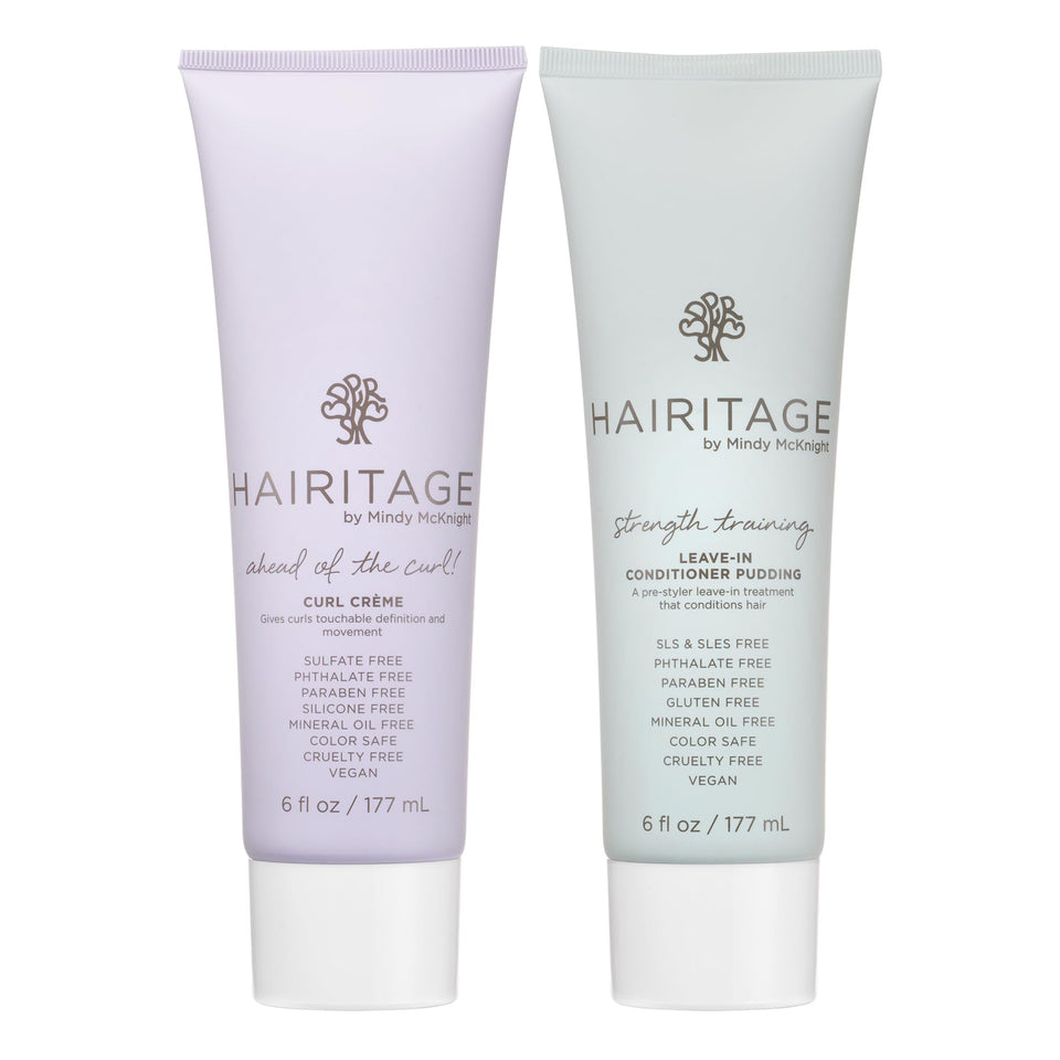 Hairitage front bundle packaging showing both products and benefits