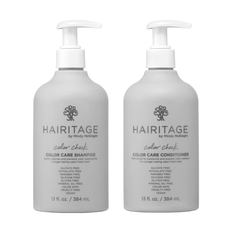 Hairitage front packaging showing color-check set protecting color and moisture
