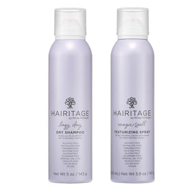 Hairitage Lazy Day front packaging showing translucent dry shampoo for clean roots