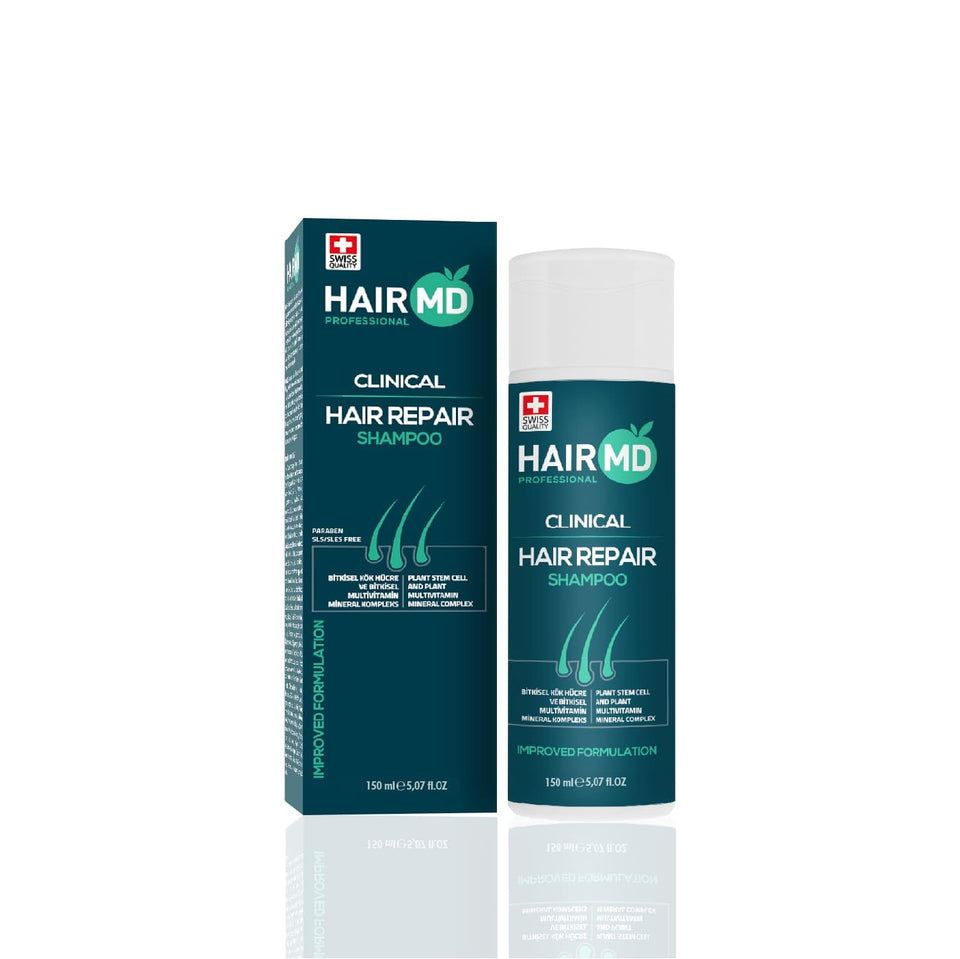 HairMD front packaging showing 250ml bottle and clinical branding for reliable care