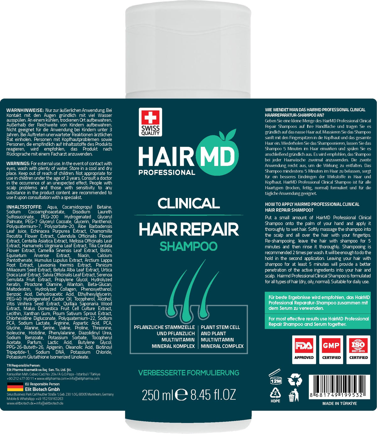 HairMD biotin and saw palmetto ingredients styled to show nourishing support