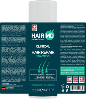 HairMD biotin and saw palmetto ingredients styled to show nourishing support