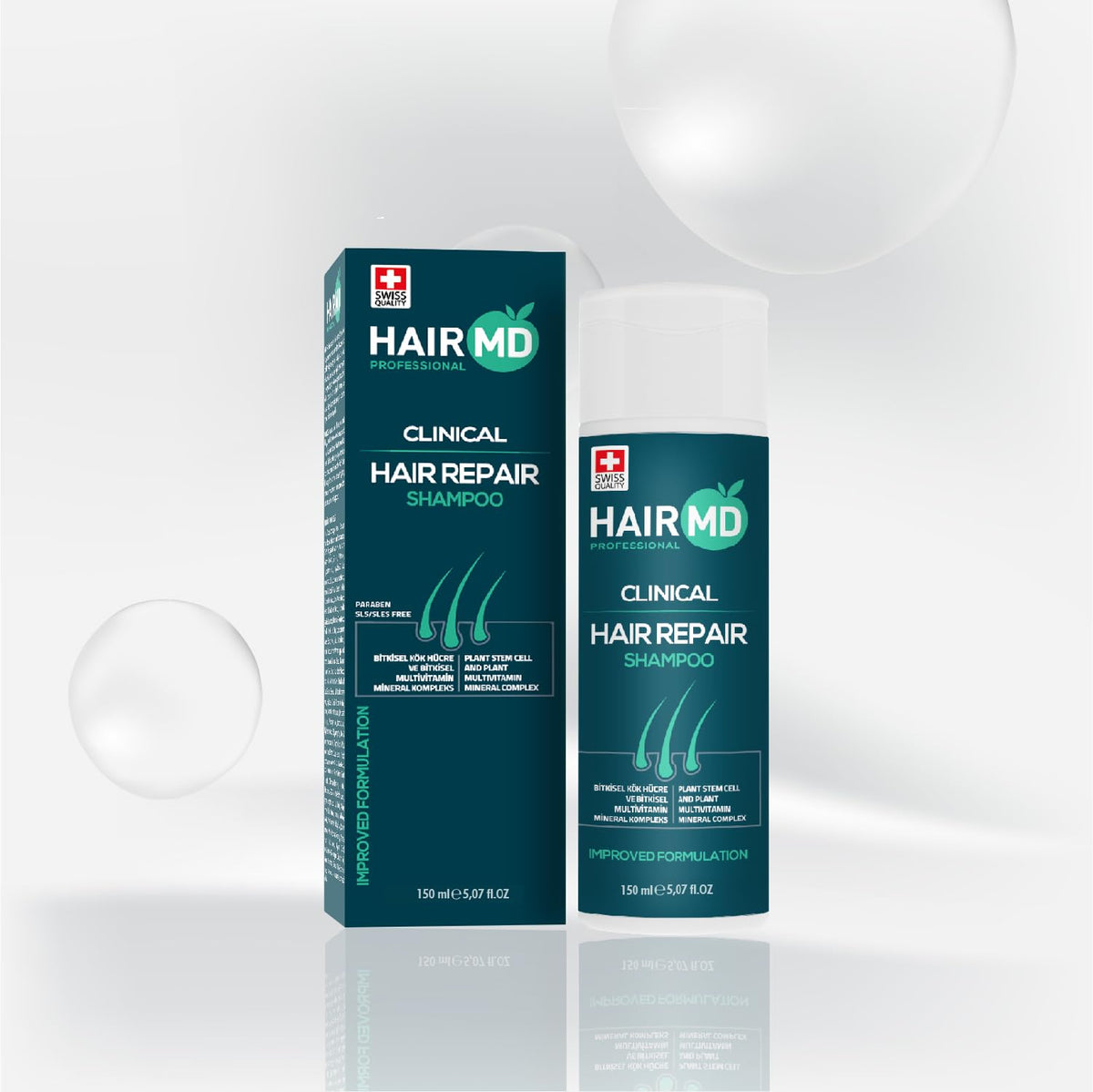 HairMD label close-up highlighting active ingredients and clear usage benefits