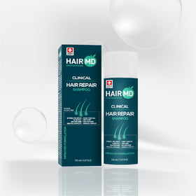 HairMD label close-up highlighting active ingredients and clear usage benefits