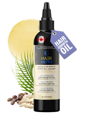 HAIRMETTO front packaging showing 4oz bottle and benefits