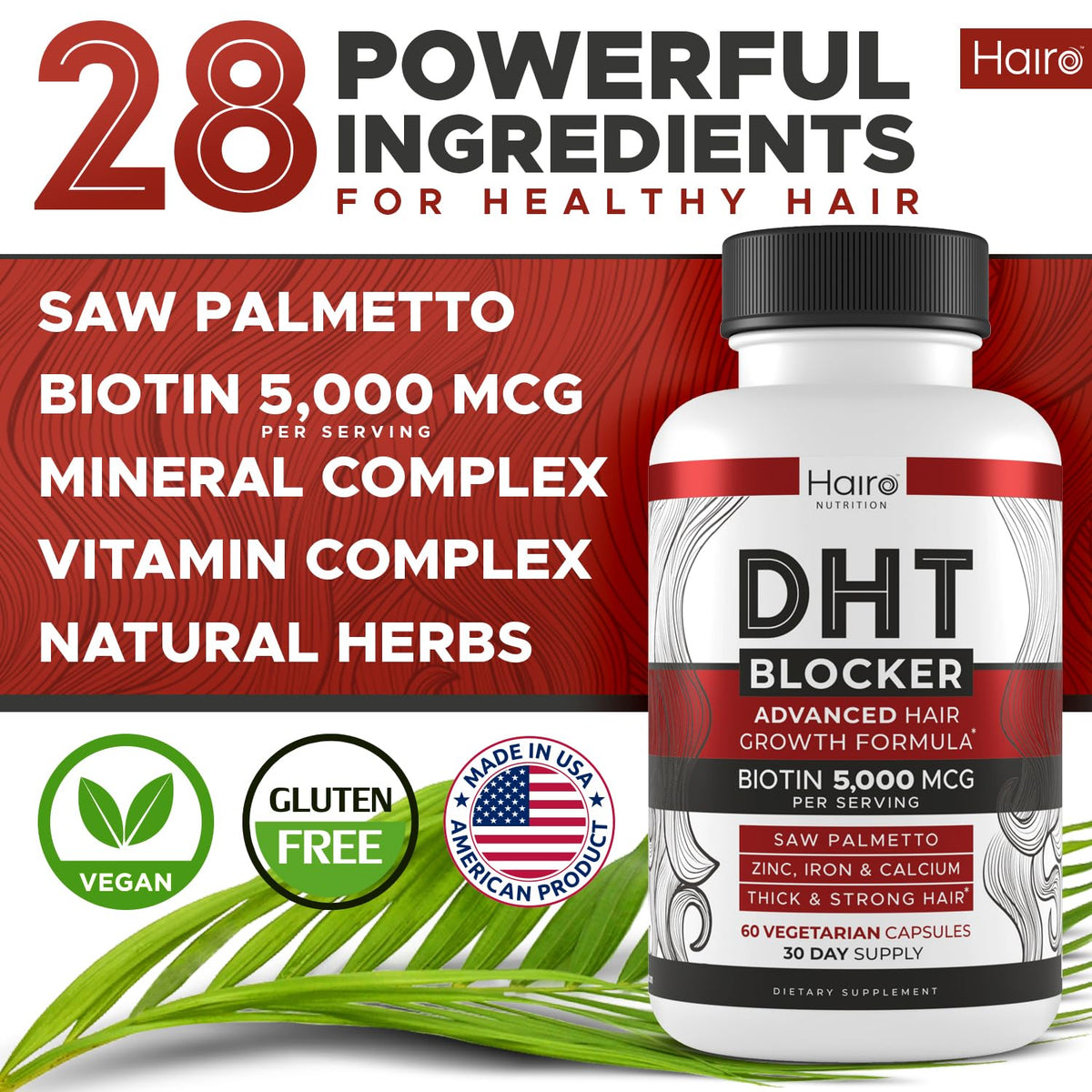 Hairo Nutrition capsules close-up highlighting texture and capsule size for quality