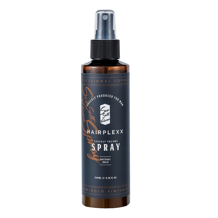 Hairplexx bottle front view showing seasalt spray and benefits