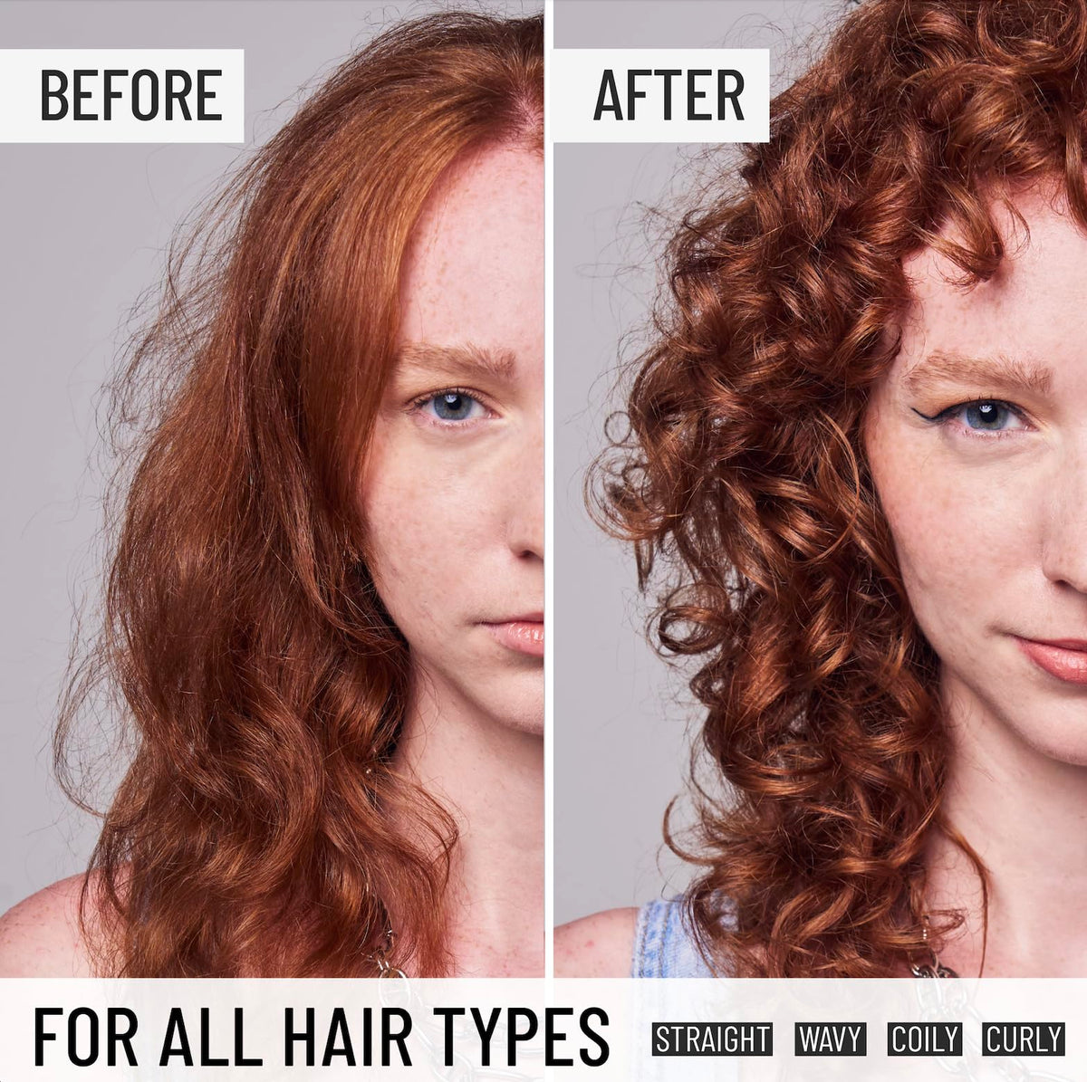 Hairstory Hair Balm before and after on waves showing definition benefit