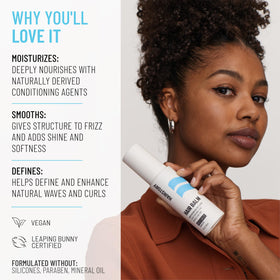 Hairstory Hair Balm dispensed on hand to show easy application benefit