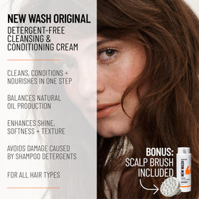 Hairstory New Wash refill bottle emphasizing sustainability and cost savings benefit
