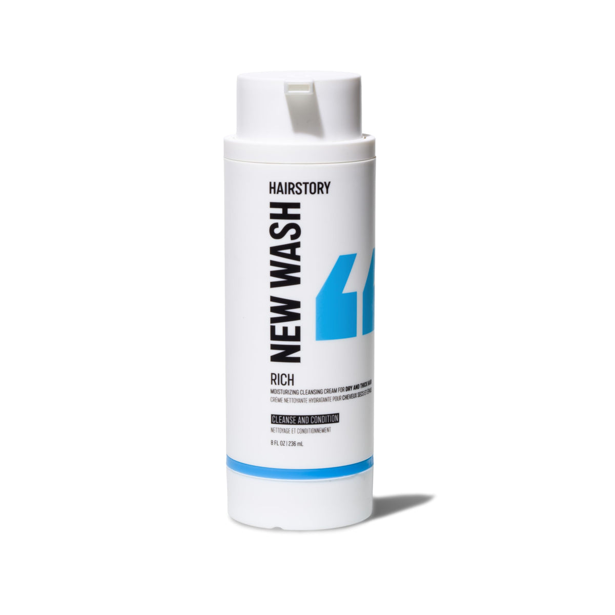 Hairstory front bottle view showing Rich formula and benefit of deep moisture
