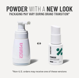 Hairstory Powder on bathroom vanity portraying everyday convenience benefit