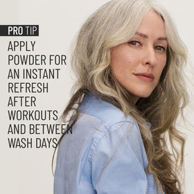 Hairstory Powder styled hair tousled look demonstrating added texture benefit