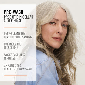 Hairstory Pre-Wash texture pouring closeup highlighting gentle micellar cleansing