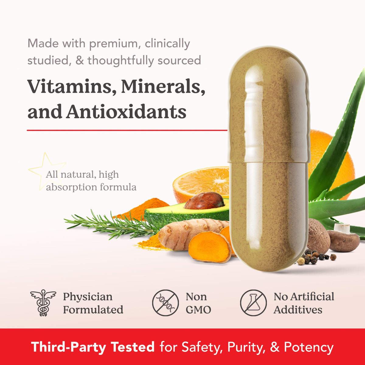 HAIRtamin ingredients list with vitamin icons for transparency and trust