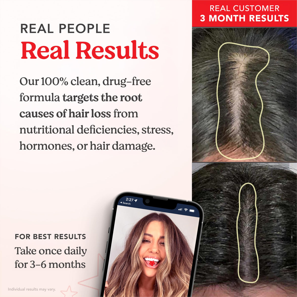 HAIRtamin ingredients label view showing vitamins and non-GMO claim
