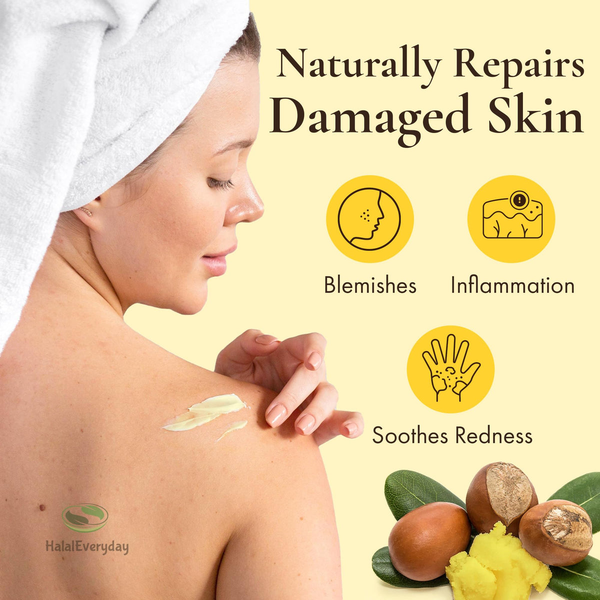 HalalEveryDay using shea butter as hair mask to condition and soften strands
