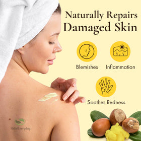 HalalEveryDay using shea butter as hair mask to condition and soften strands