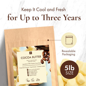 HalalEveryDay resealable kraft bag detail, keeps cocoa butter fresh and protected