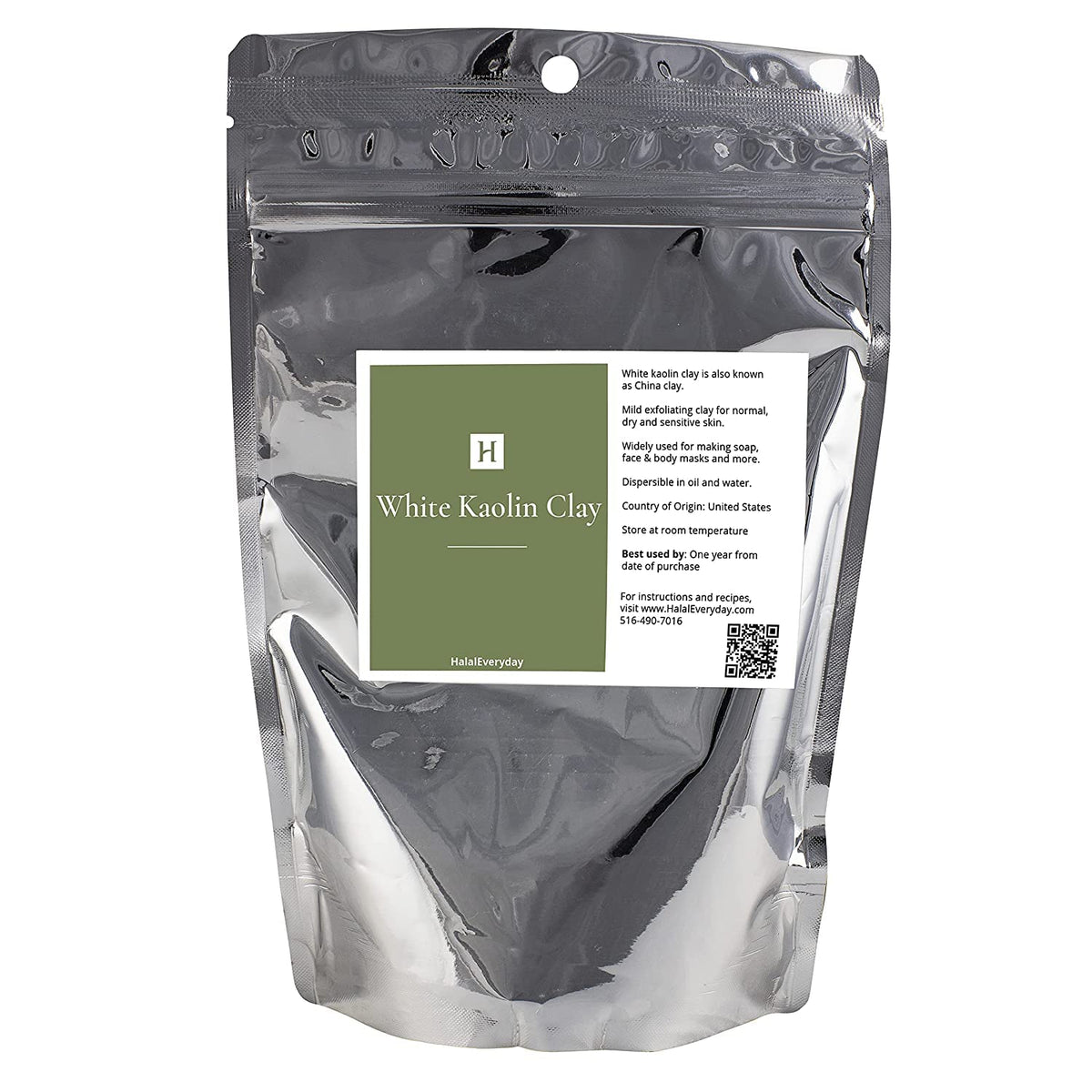 HalalEveryDay front packaging showing 1 lb cosmetic kaolin for gentle masks