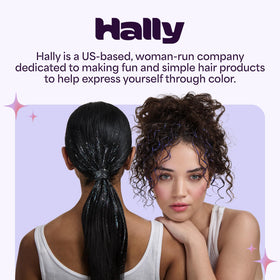 Hally Hair before and after swatch showing subtle lift, natural sun-kissed results