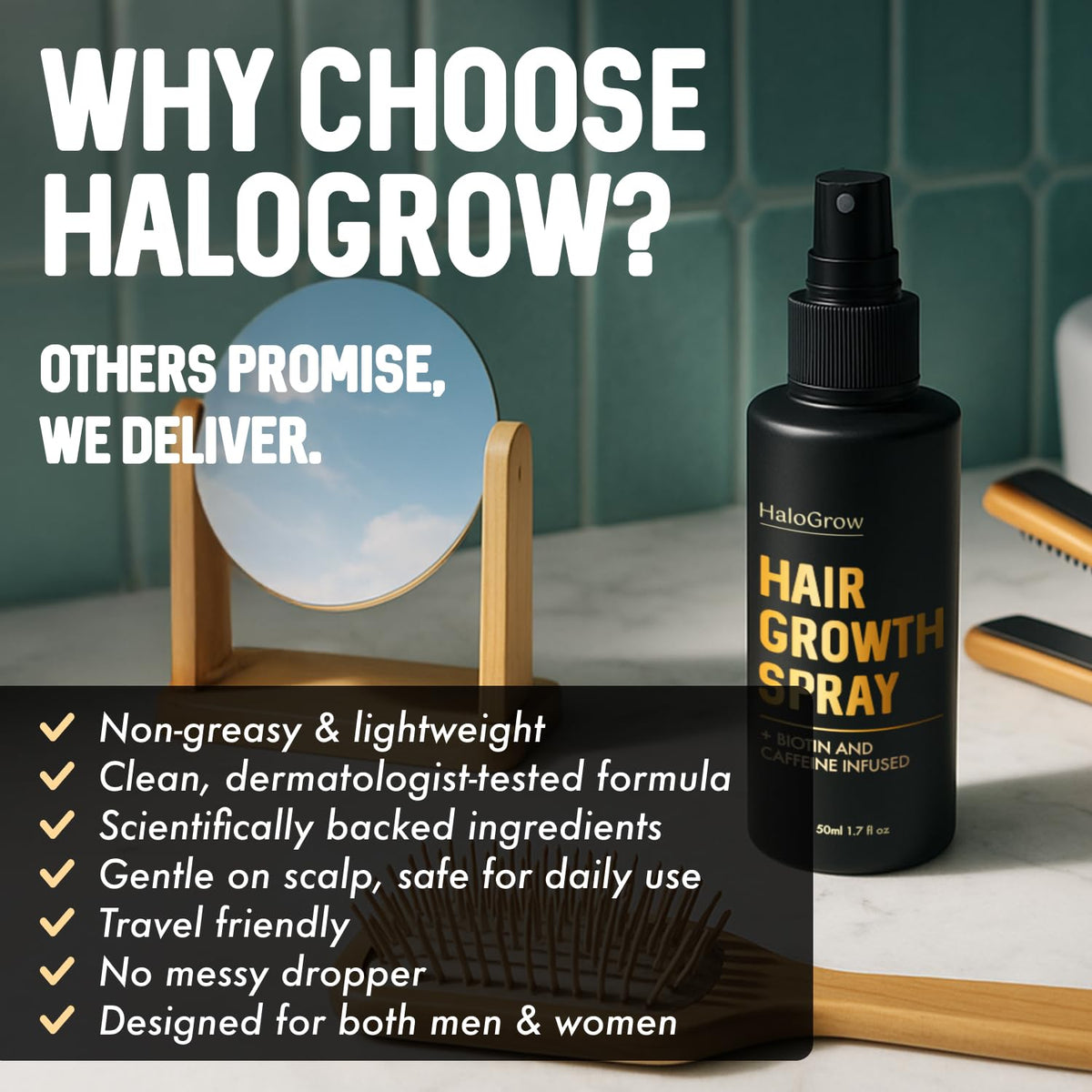 HALOGROW before and after visualizing fuller hair appearance