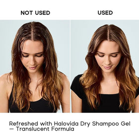 HALOVIDA before and after roots showing instant volume and matte finish