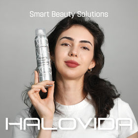 HALOVIDA close-up nozzle spraying fine mist for quick refresh