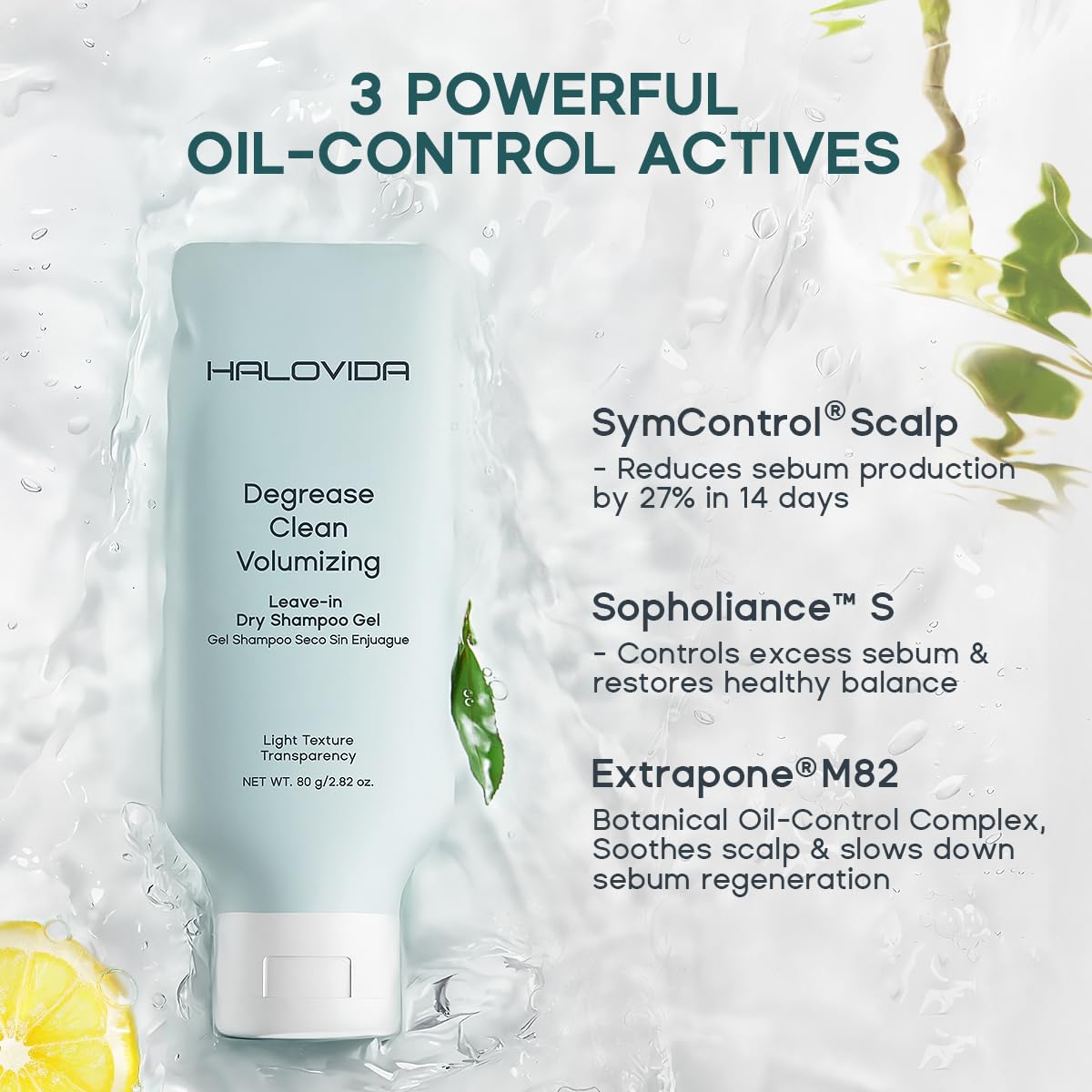 HALOVIDA transparent gel texture close-up for easy oil absorption