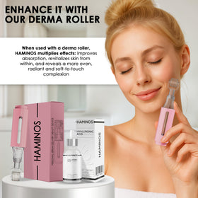 HAMINOS serum used with derma roller illustrating enhanced absorption benefit