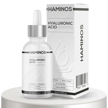 HAMINOS bottle front view showing label and compact 50ml size benefit