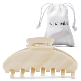 Hana Mia creme claw clip front view showing polished design and secure hold