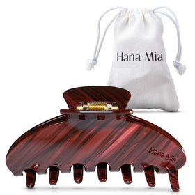 Hana Mia front packaging burgundy claw clip, stylish and ready to gift