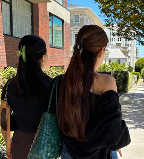 Hana Mia worn in half-up hairstyle for polished everyday style
