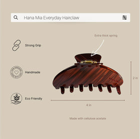 Hana Mia side profile with open clip, smooth teeth protect hair