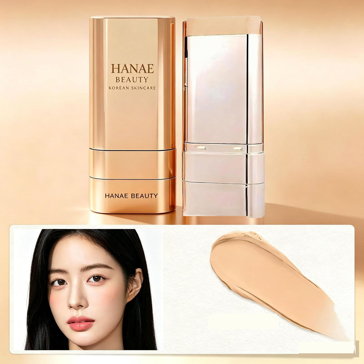 Hanae Beauty swatch on arm illustrating coverage and brightening effect