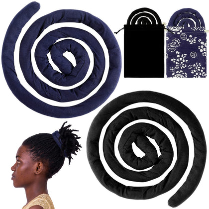 Hanaive front view of two spiral lock hair ties showing colors and packaging for easy selection and storage