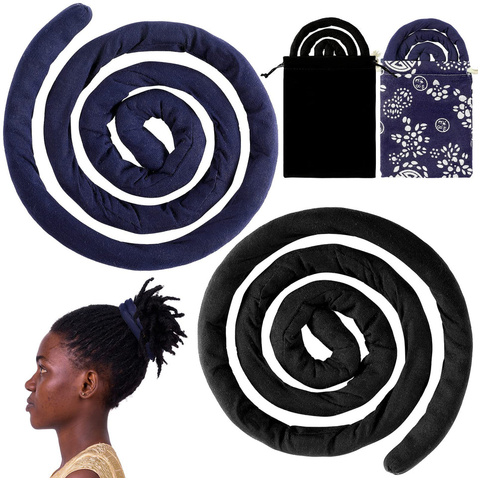 Hanaive front view of two spiral lock hair ties showing colors and packaging for easy selection and storage