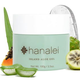 Hanalei aloe gel front packaging showing product benefits and clean design