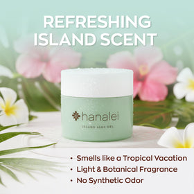 Hanalei aloe gel applied to forearm to soothe sun-exposed skin quickly