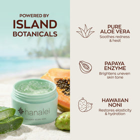 Hanalei aloe gel being dispensed into hand for easy application and absorption