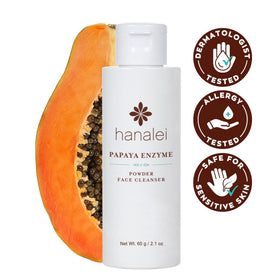 Hanalei powder texture close-up highlighting fine enzyme particles for gentle exfoliation