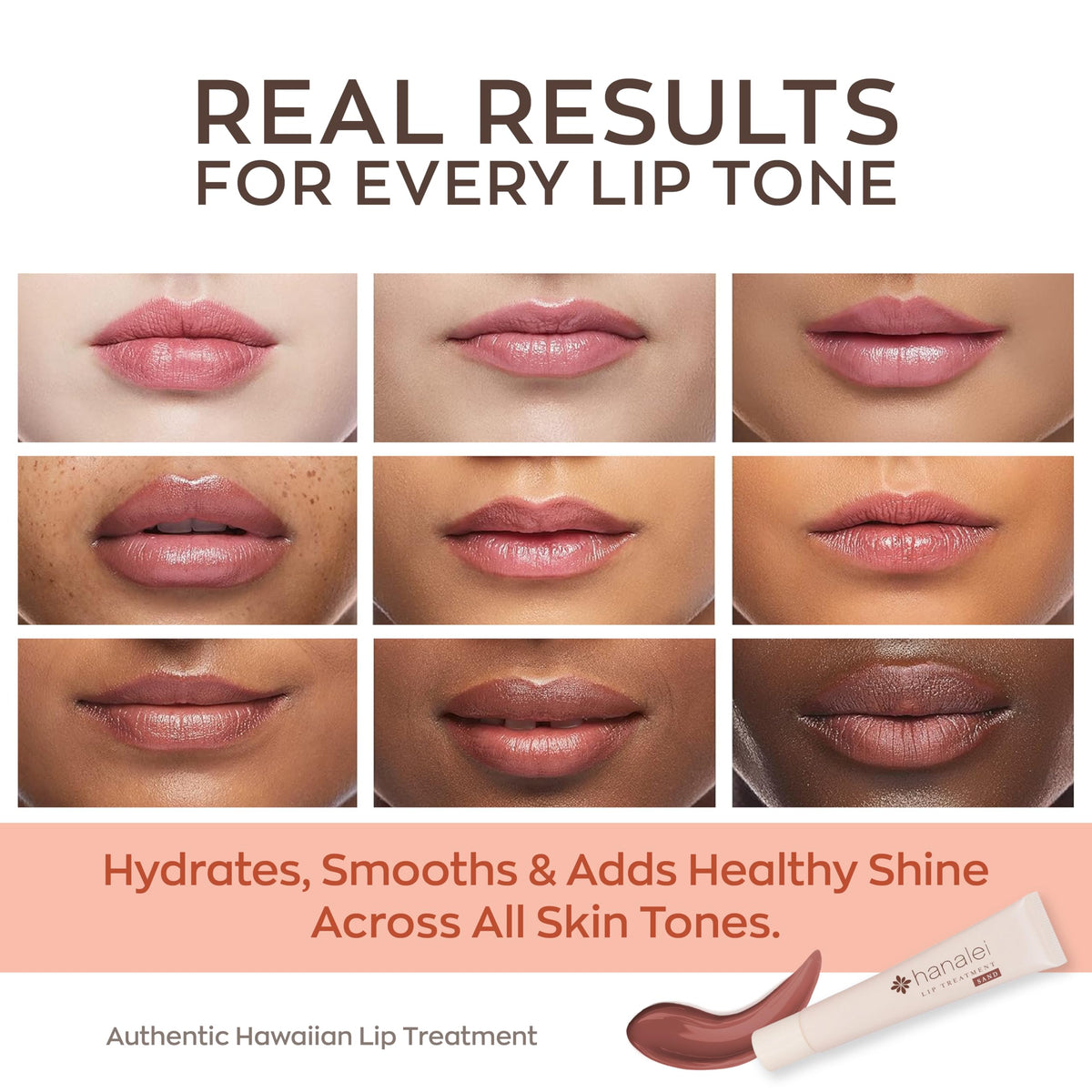 Hanalei lip treatment in hand illustrating 15g size and travel convenience