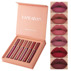 HANDAIYAN pack front showing six matte liquid lipsticks and clear labeling for selection benefit