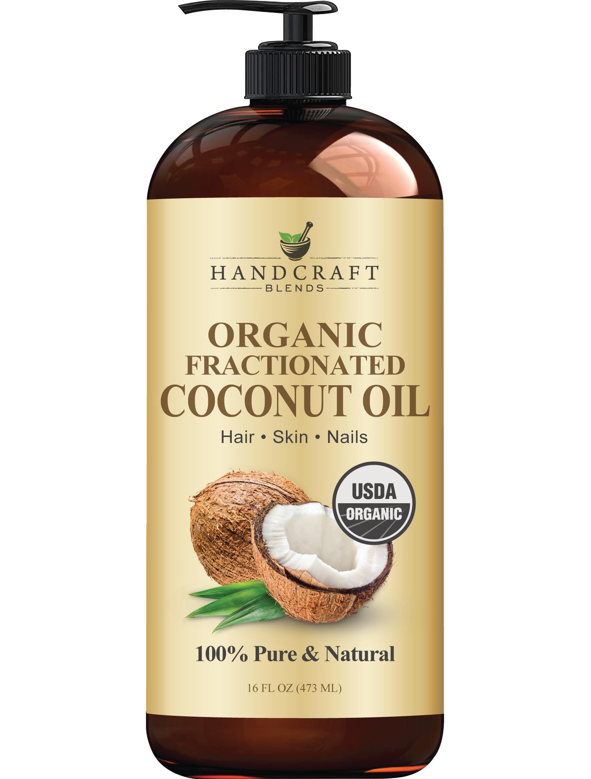 Handcraft Blends front label on 16 oz bottle showing clean packaging and purity benefit