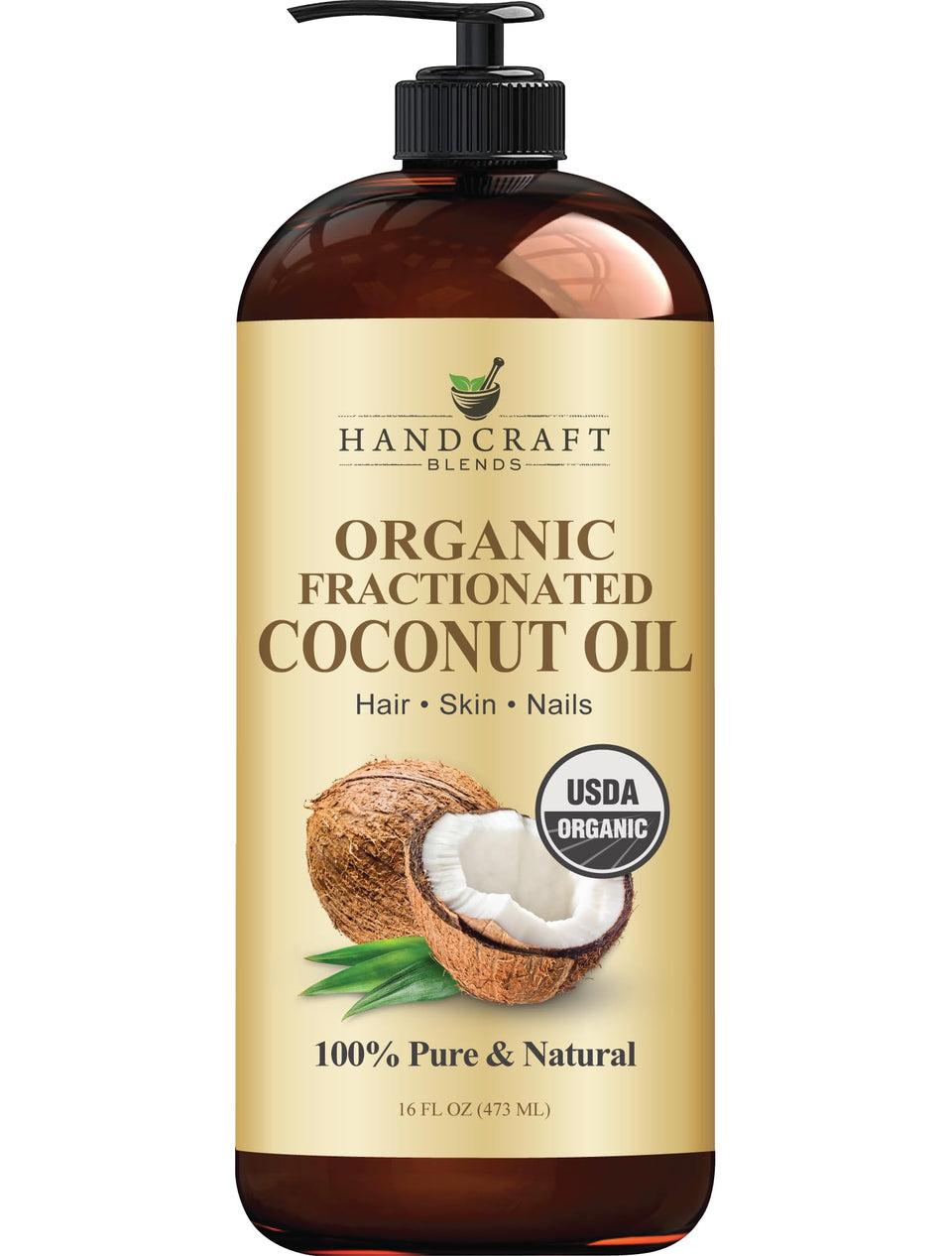 Handcraft Blends front label on 16 oz bottle showing clean packaging and purity benefit
