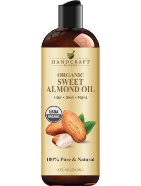 Handcraft Blends front label showing organic almond oil benefits and purity
