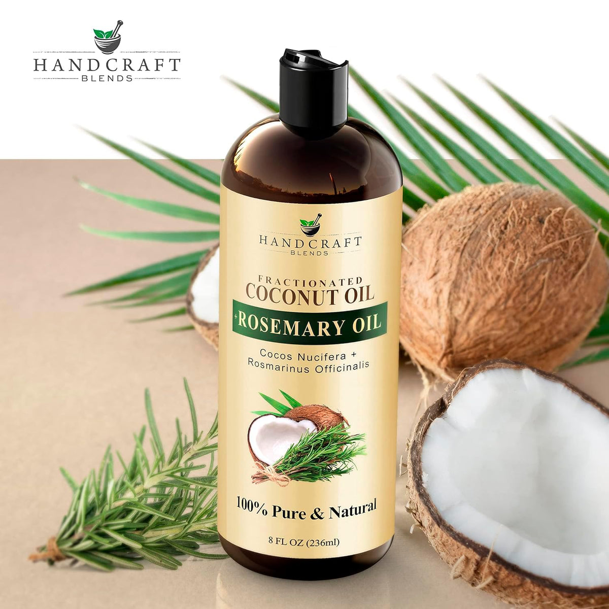 Handcraft Blends label detail highlighting pure natural and rosemary infusion